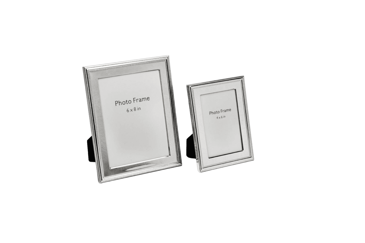 ridged silver photo frame set of two