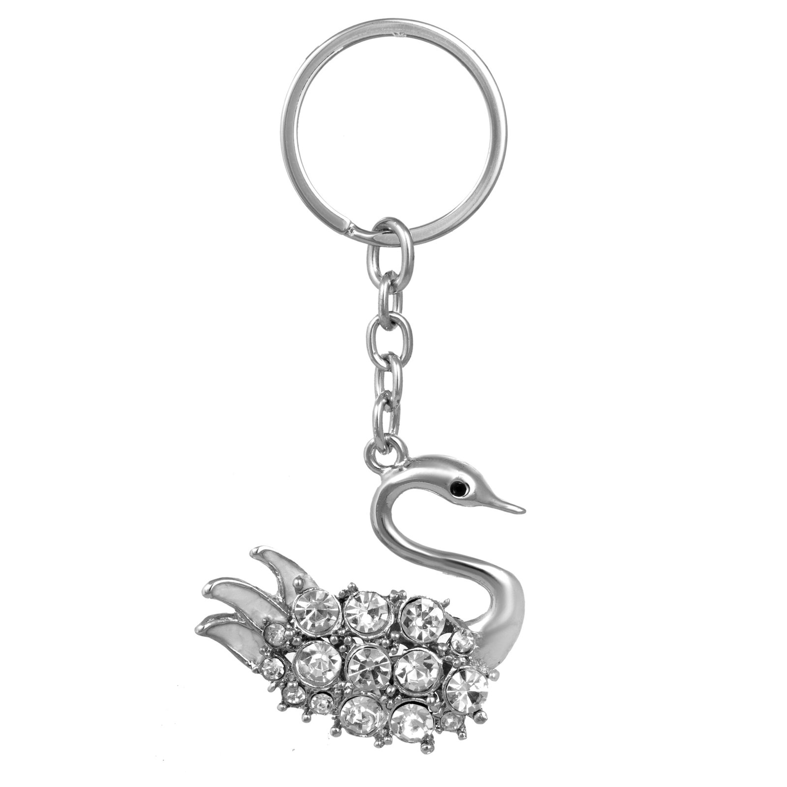 Swan Silver Keychain