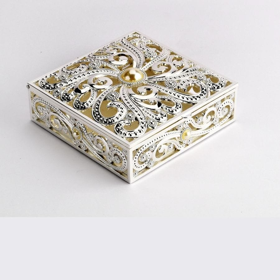 square shaped Cutwork Jewelry Box with intricate patterns