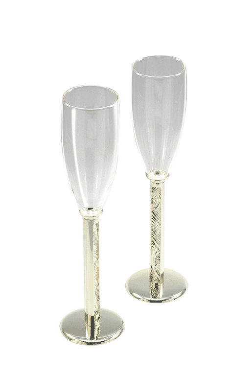 A Set of Two Wine Glasses With A Radiant Silver Plating in The Bottom