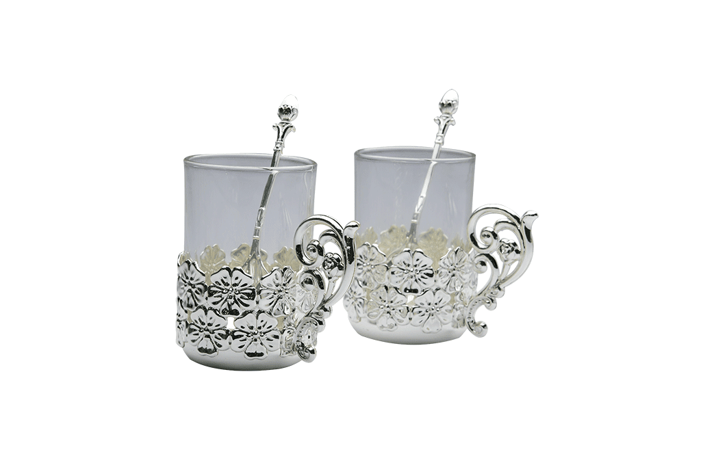 Silver Flower Glass Set