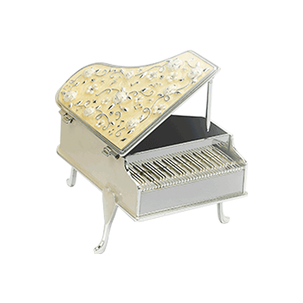 A Cute Enameled Piano Shaped Trinket Box That Plays A Sweet Melody