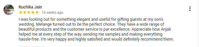 A review by one of our customers named Ruchika Jain