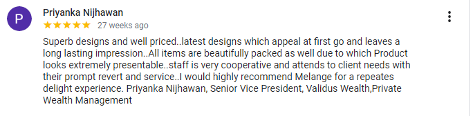 A review by one of our customers named Priyanka Nijhawan