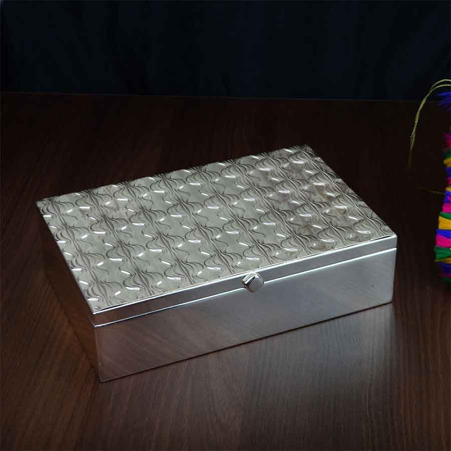 Modish Rectangular Silver Storage Box