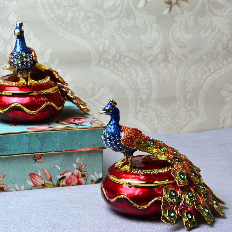Peacock Trinket Box with melange gift box
