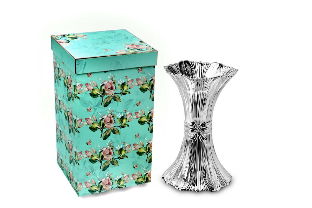 Silver Fluted Flower Vase