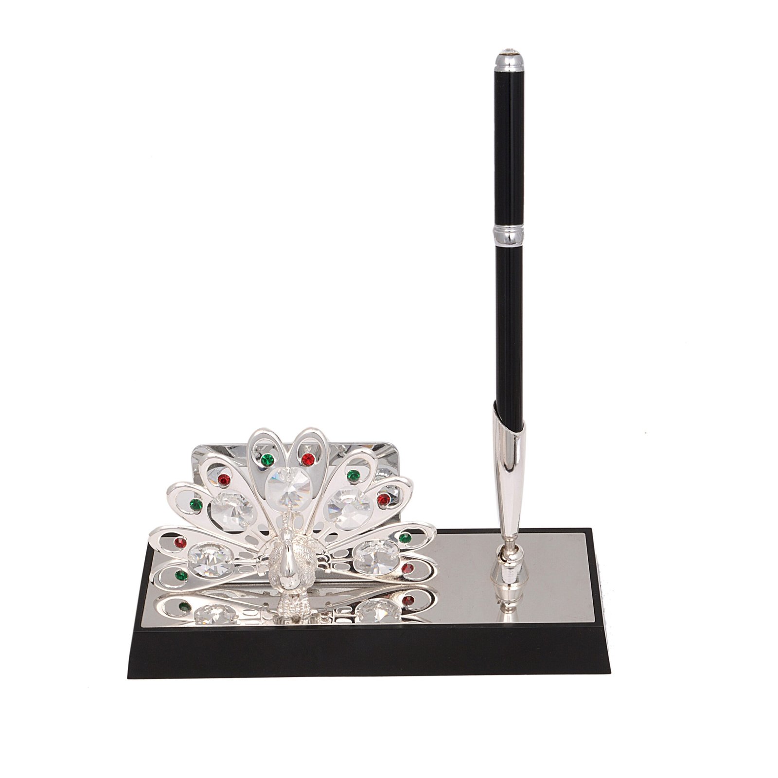 3D Peacock Silver Pen Stand