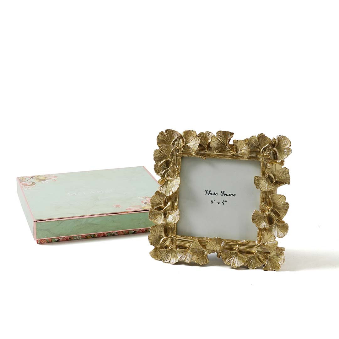 Golden Petals Square Photo Frame