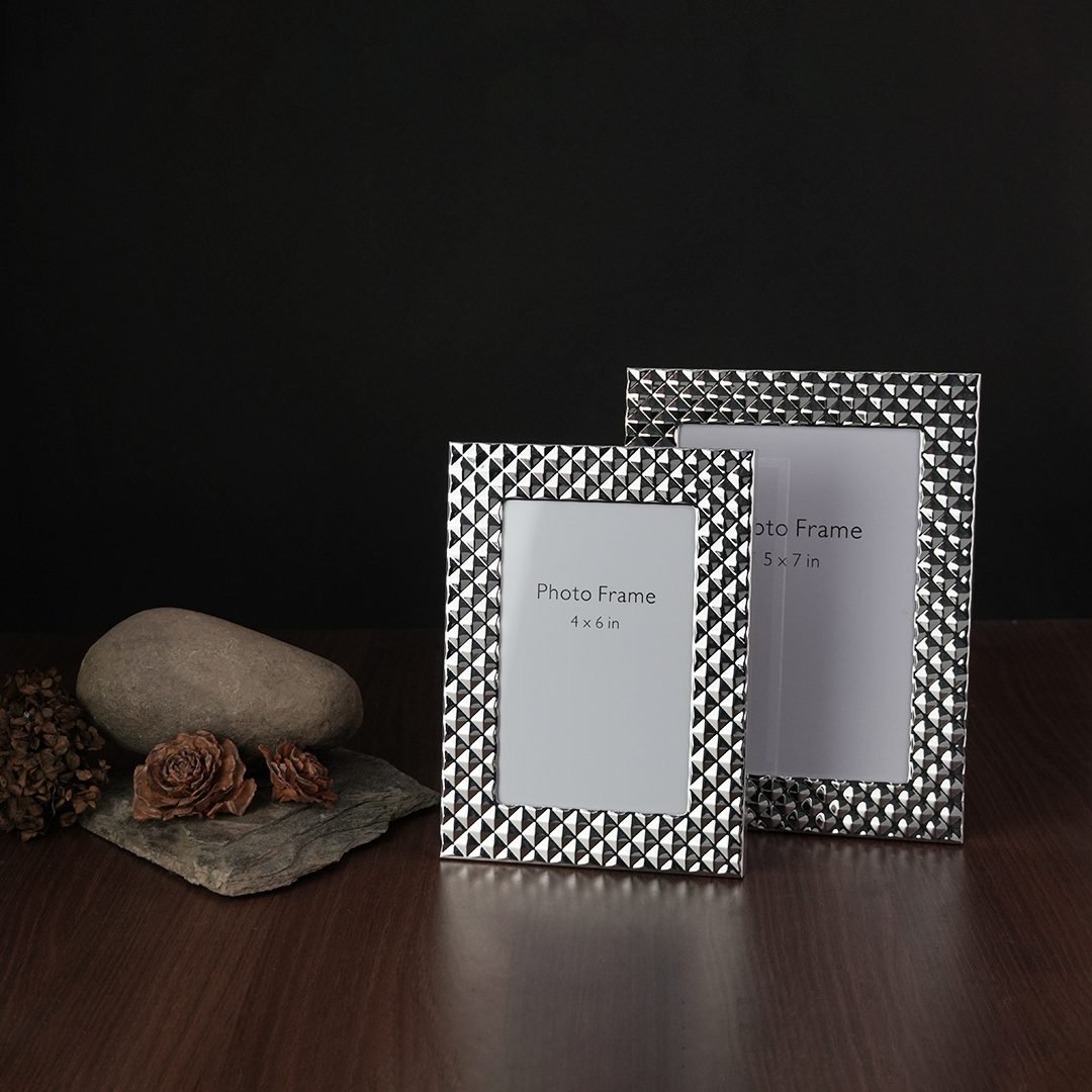 Diamond Textured Silver Photo Frames