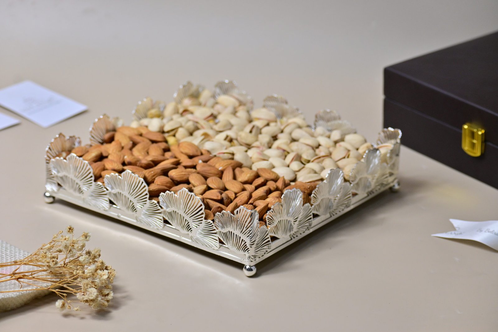 Flamboyant Cutwork Square Silver Tray