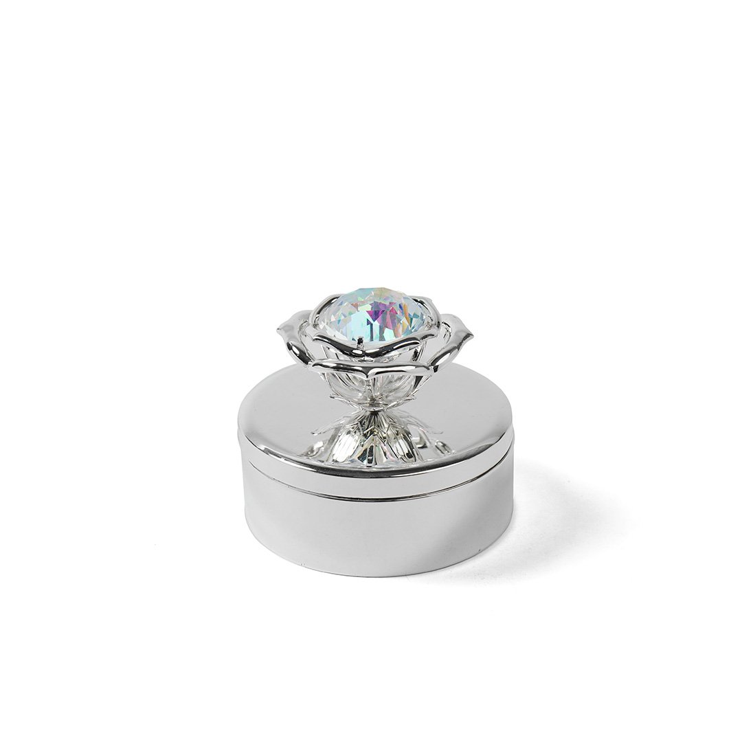 Crystal Flower Silver Jewellery Box