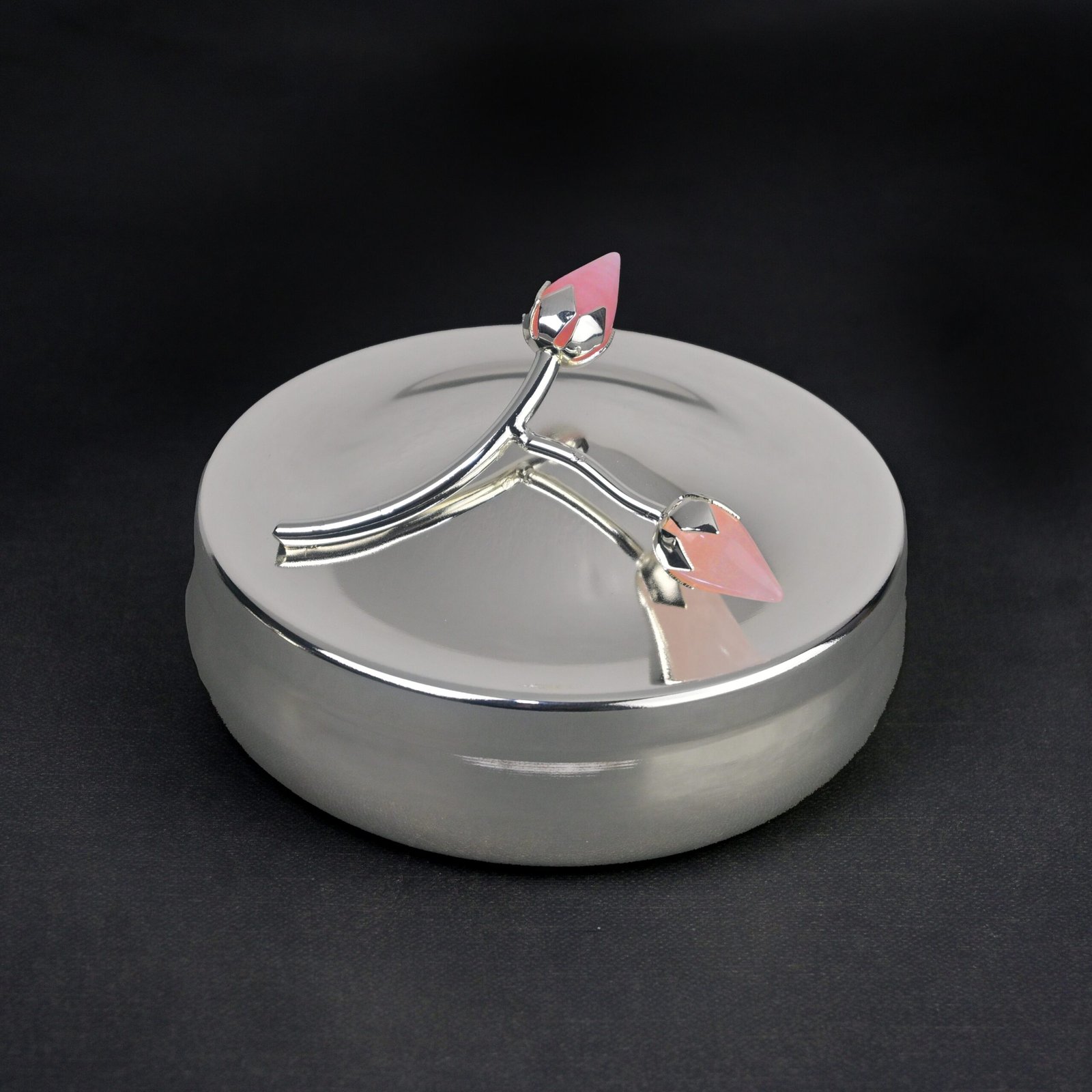 Rose Quartz Bud Silver Box