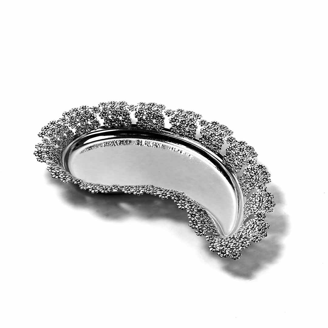 Paisley Shaped Cutwork Silver Tray